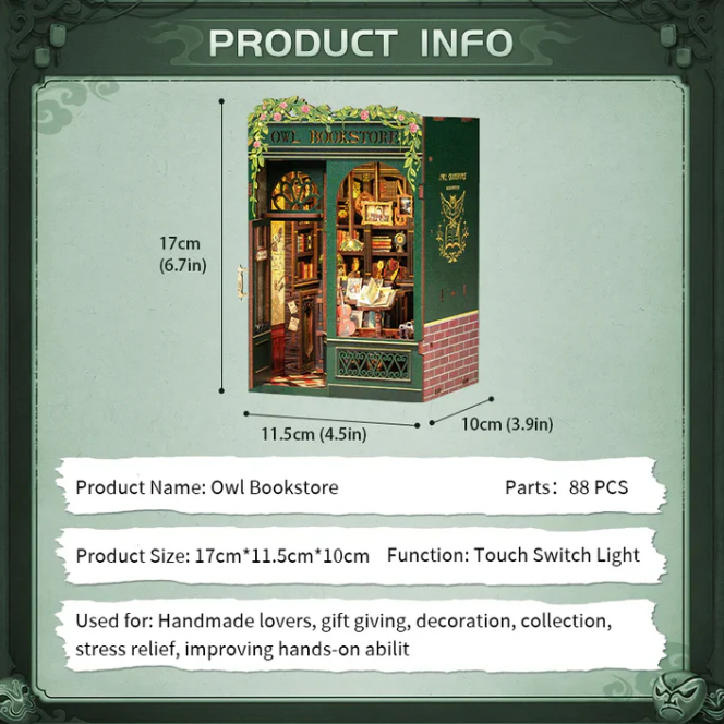 Mini Owl Bookstore – DIY Book Nook Kit