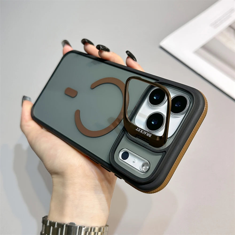 Matte Transparent Stand Case For iPhone