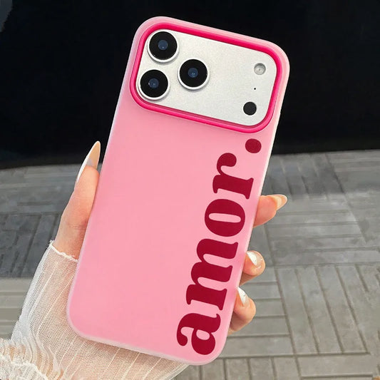 Red "Amor." Letter Print Phone Case For iPhone
