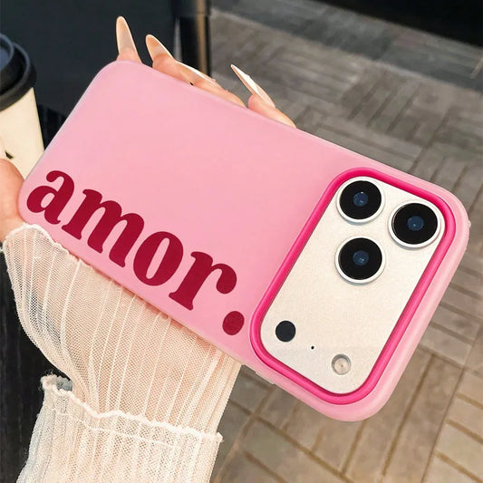 Red "Amor." Letter Print Phone Case For iPhone