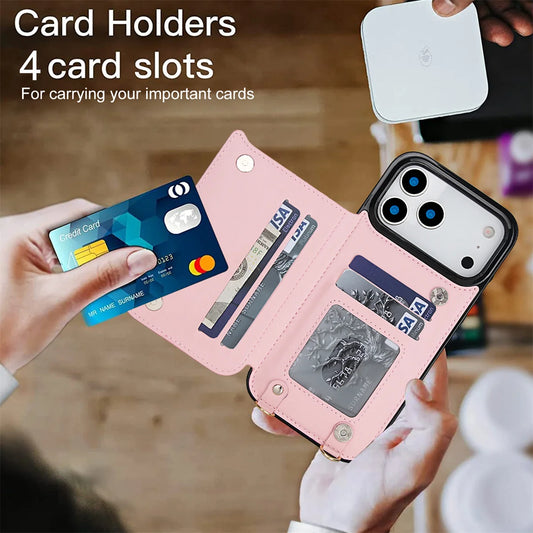 Crossbody Zipper Wallet Card Slot Phone Case for IPhone