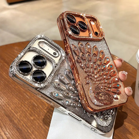 Electroplated Peacock Soft Case For iPhone