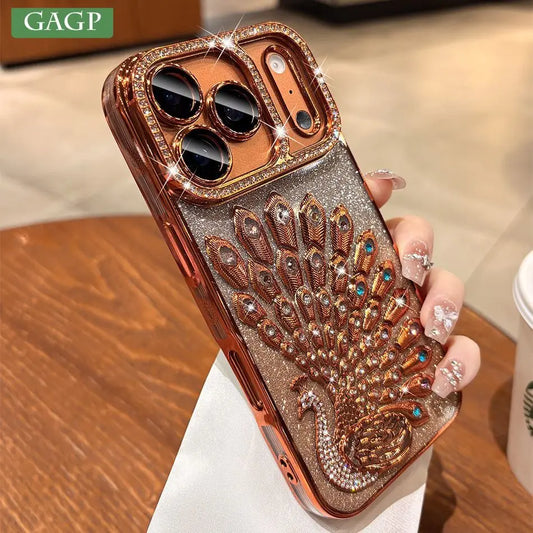 Electroplated Peacock Soft Case For iPhone